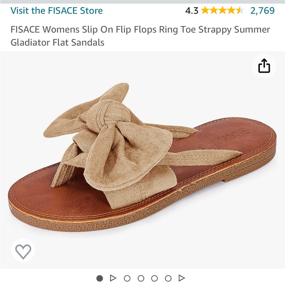 NWOT FISACE Slip on Flip Flops with Bow detail